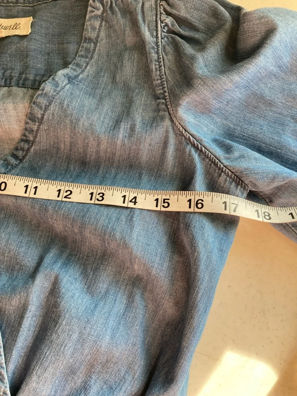 Madewell Chambray Wrap Blouse in Light Blue - Picture 7 of 8